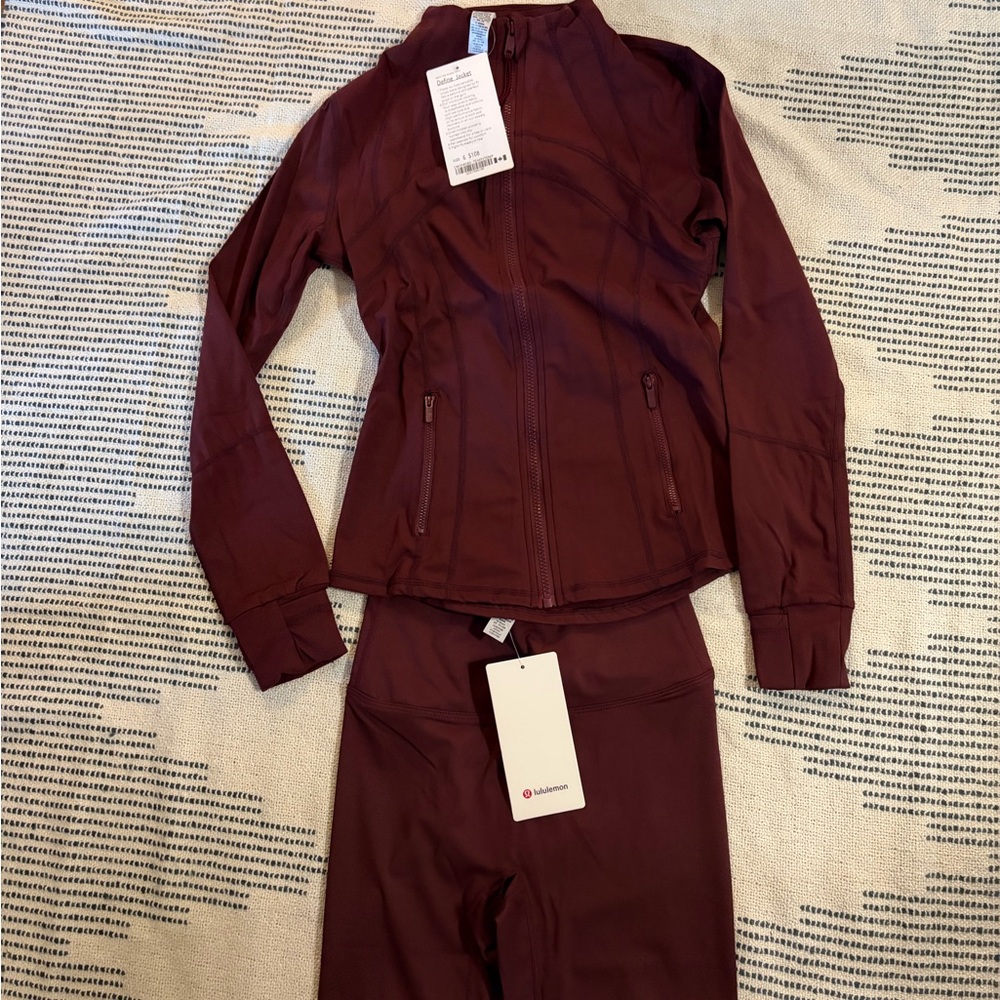 Lululemon Women's Maroon Full-Zip Jacket & Leggings Set